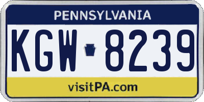PA license plate KGW8239