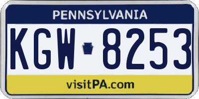PA license plate KGW8253