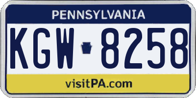 PA license plate KGW8258