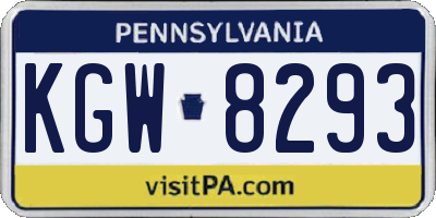 PA license plate KGW8293