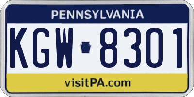 PA license plate KGW8301
