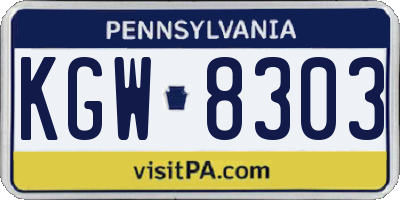 PA license plate KGW8303