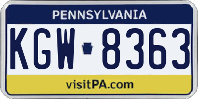PA license plate KGW8363