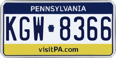 PA license plate KGW8366