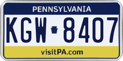 PA license plate KGW8407