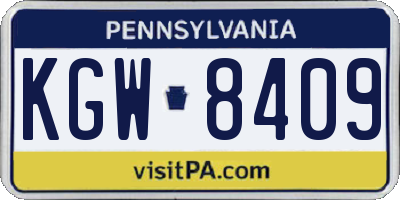 PA license plate KGW8409
