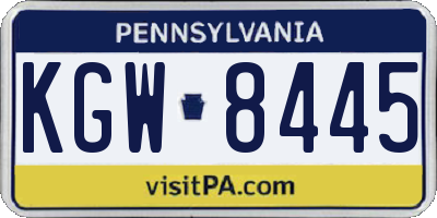 PA license plate KGW8445