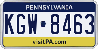 PA license plate KGW8463