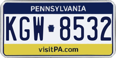 PA license plate KGW8532