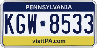 PA license plate KGW8533