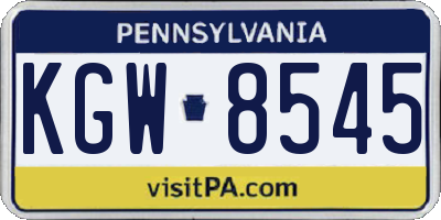 PA license plate KGW8545