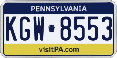 PA license plate KGW8553