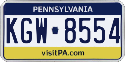 PA license plate KGW8554