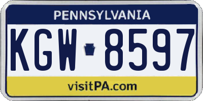 PA license plate KGW8597