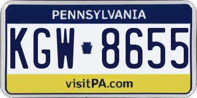 PA license plate KGW8655