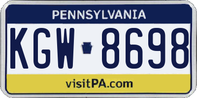 PA license plate KGW8698