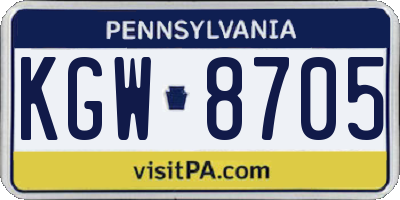 PA license plate KGW8705