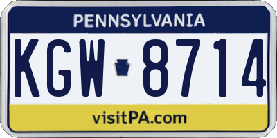 PA license plate KGW8714
