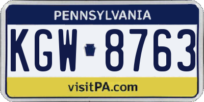 PA license plate KGW8763