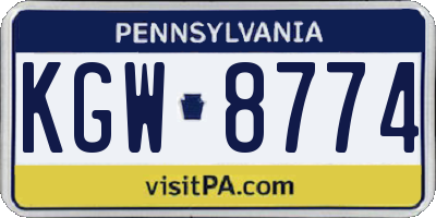 PA license plate KGW8774