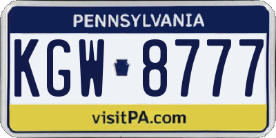 PA license plate KGW8777