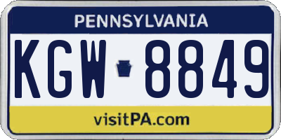 PA license plate KGW8849