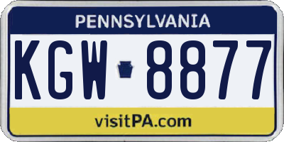 PA license plate KGW8877