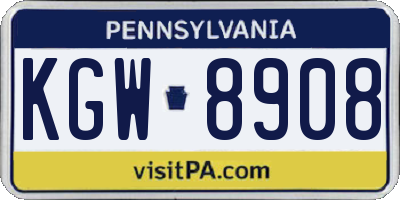 PA license plate KGW8908