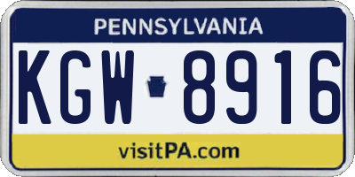 PA license plate KGW8916