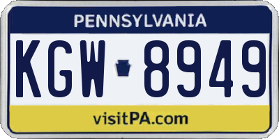 PA license plate KGW8949