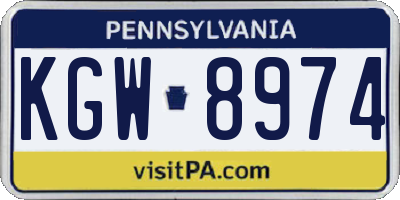 PA license plate KGW8974