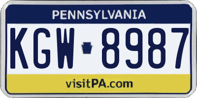 PA license plate KGW8987