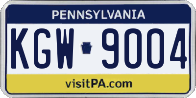 PA license plate KGW9004