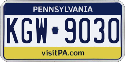 PA license plate KGW9030