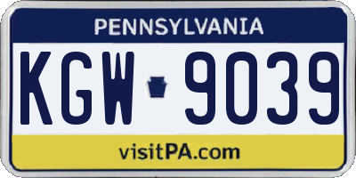 PA license plate KGW9039