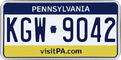PA license plate KGW9042