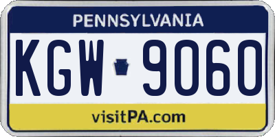 PA license plate KGW9060