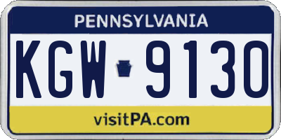 PA license plate KGW9130