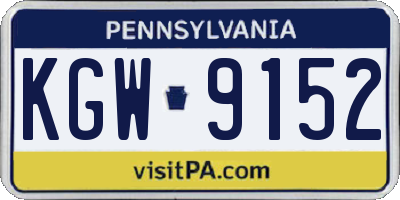 PA license plate KGW9152