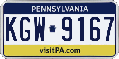 PA license plate KGW9167