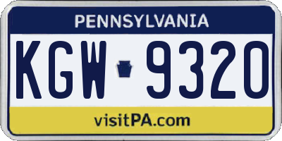 PA license plate KGW9320