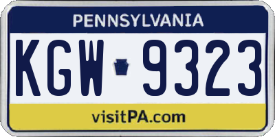 PA license plate KGW9323