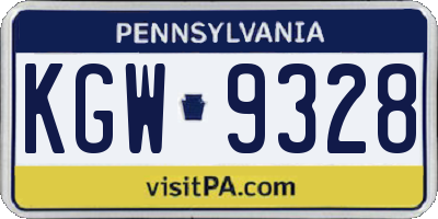 PA license plate KGW9328