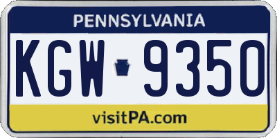 PA license plate KGW9350