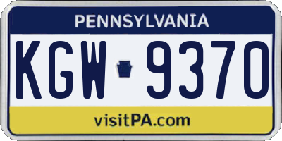 PA license plate KGW9370