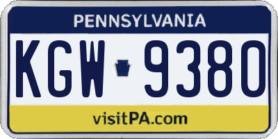 PA license plate KGW9380