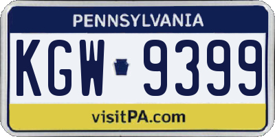 PA license plate KGW9399