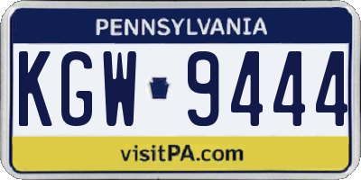 PA license plate KGW9444