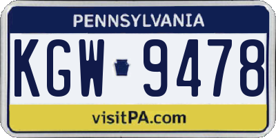 PA license plate KGW9478