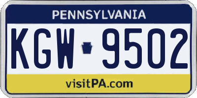 PA license plate KGW9502